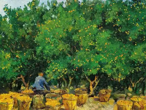 0686 采桔 布面油画