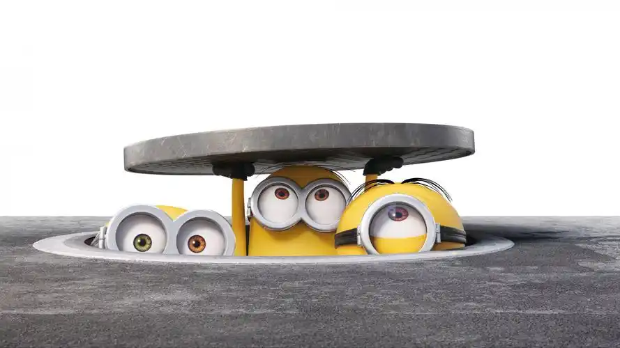 卑鄙的我可爱小黄人打开井盖搞笑表情小黄人桌面壁纸