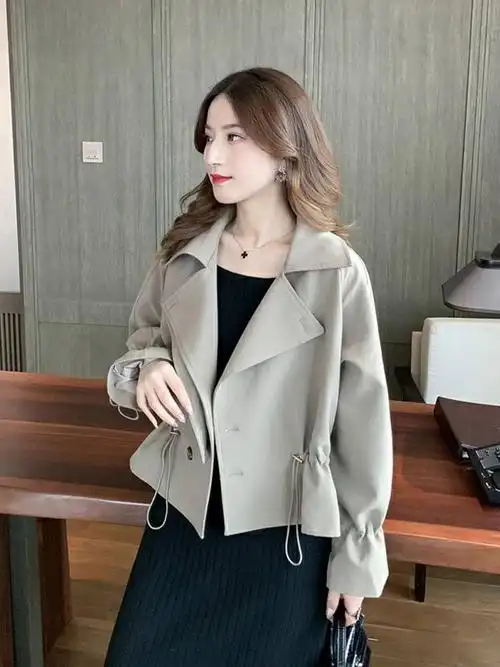 外套女短款2021春韩版英伦风宽松收腰气质小个子短女生显瘦秋装秋季