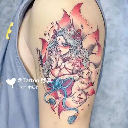 九尾妖狐人形#刺青  #纹身  #九尾狐  #妲己