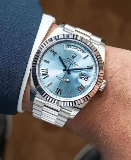 劳力士128236铂金冰蓝罗马