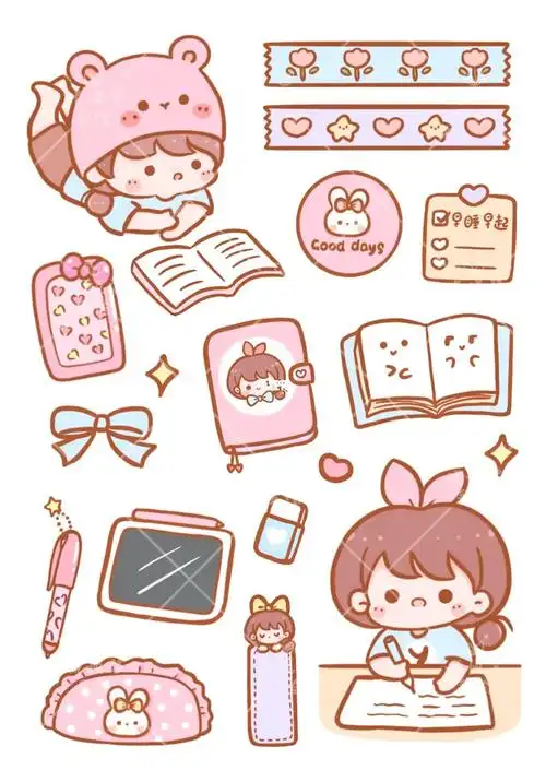 原创手帐贴纸悦悦酱日常手帐插画