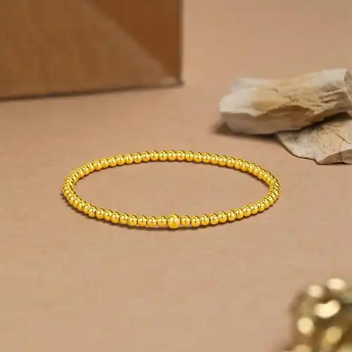 周六福5g黄金手串女款计价足金经典气质玲珑小金珠手链送礼