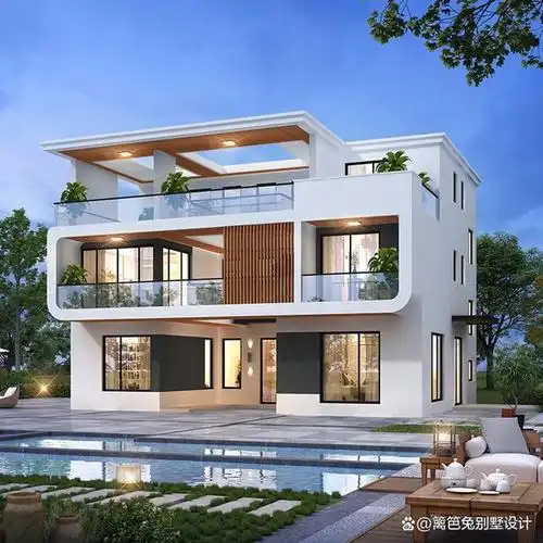 农村自建房现代轻奢风格别墅设计图纸三层楼房新款房屋设计效果图