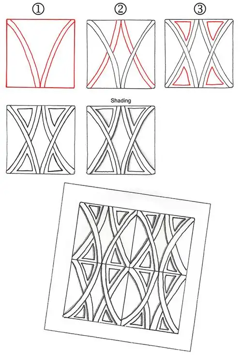 一看就会的零基础绘画入门教程,18个禅绕画分解步骤,图案到进阶
