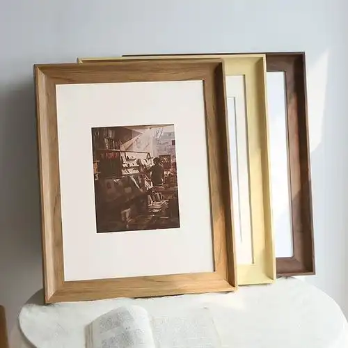 大尺寸复古挂墙相框装裱油画框定制20寸4k5075柚木色16寸像框美式