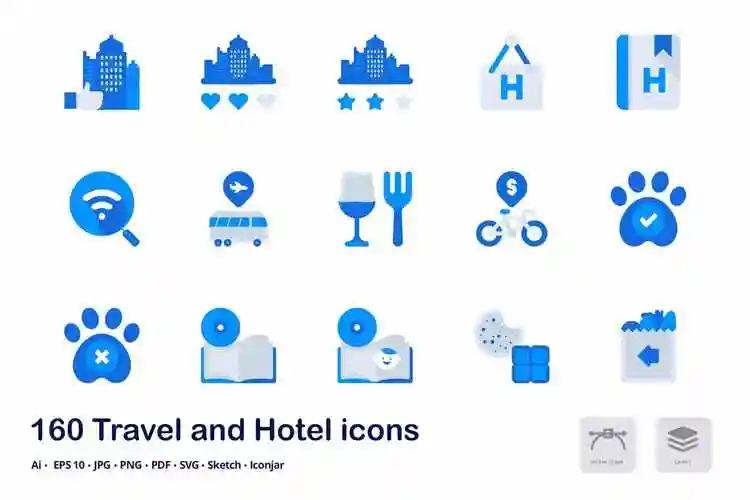 酒店主题双色调扁平化矢量图标travelandhotelaccentduotoneflaticons