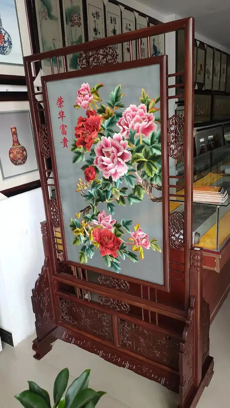 非遗手工刺绣精细双面绣屏风 - 抖音