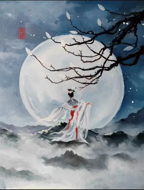 我在人间贩卖月光只为收集世间的温柔去见你!丙烯画 古风 画画-度小视