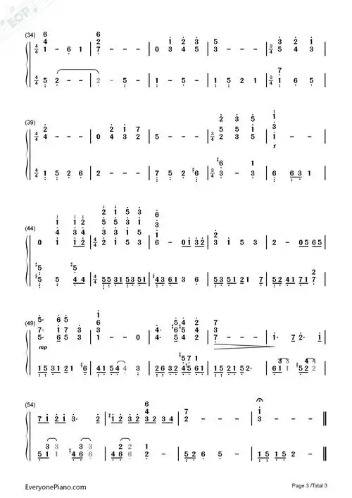 playinglove海上钢琴师双手简谱预览3