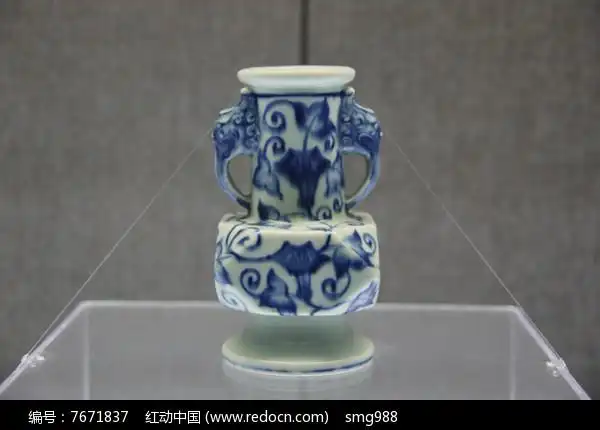 以青花牵牛花纹为主题而设计,可作为古代瓷器,艺术文化,天津博物馆