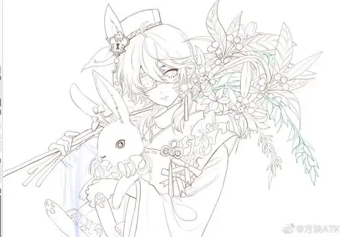 人物黑白动漫插画绘画线稿手绘女生男生长发… - 堆糖,美图壁纸兴趣