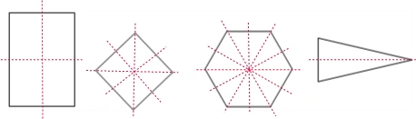 过对边中点的直线和对角线所在的直线;图3是正六边形,有6条对称轴,过