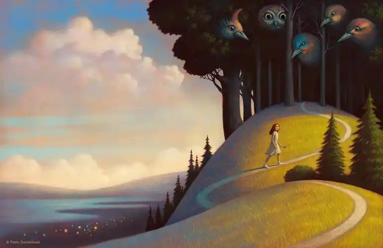 《山上的午后afternoon on a hill》诗歌绘本插画设计