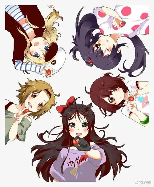 五个可爱女孩png素材透明免抠图片-卡通手绘