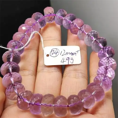天然紫水晶刻面手链女紫水晶单圈手串水晶车轮形状饰品一物一图