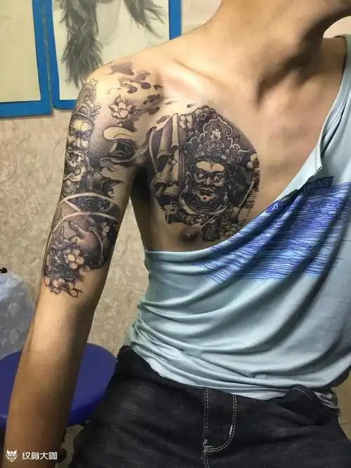 天王半甲_纹身图案手稿图片_语泽的纹身作品集