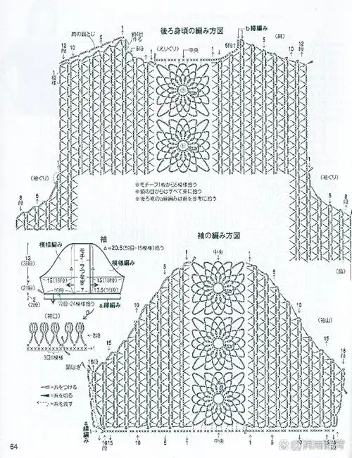 夏季款钩针镂空拼花针织开衫(附图解)