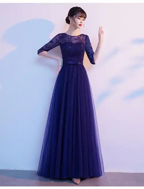 丽佰昕大合唱团演出服装女成人长裙新款现代优雅宴会主持人气质晚礼服