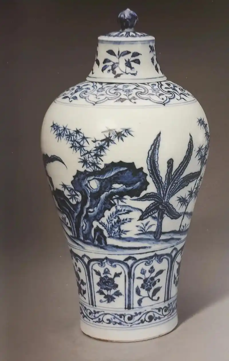 明永乐青花竹石芭蕉纹梅瓶高407厘米口径55厘米足径123厘米