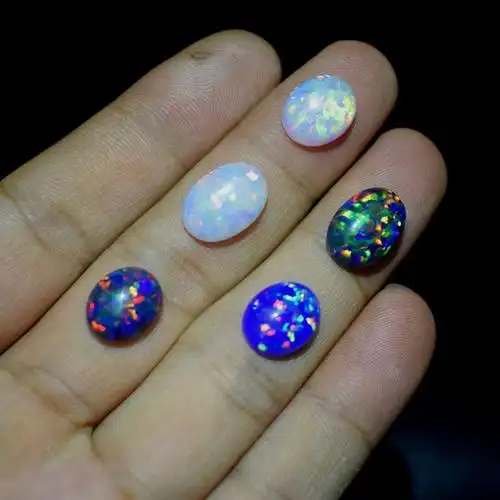 澳宝宝石欧泊蛋形椭圆形平底宝石裸石合成欧珀石戒指吊坠镶嵌配石