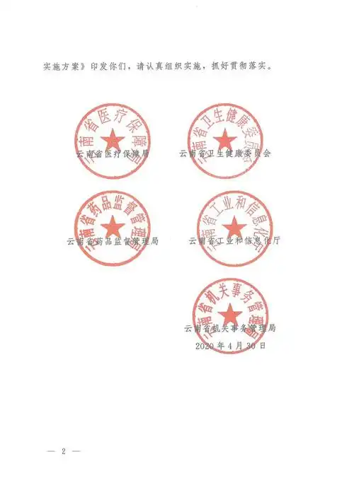 云南省医疗保障局关于印发《云南省落实第二批国家组织