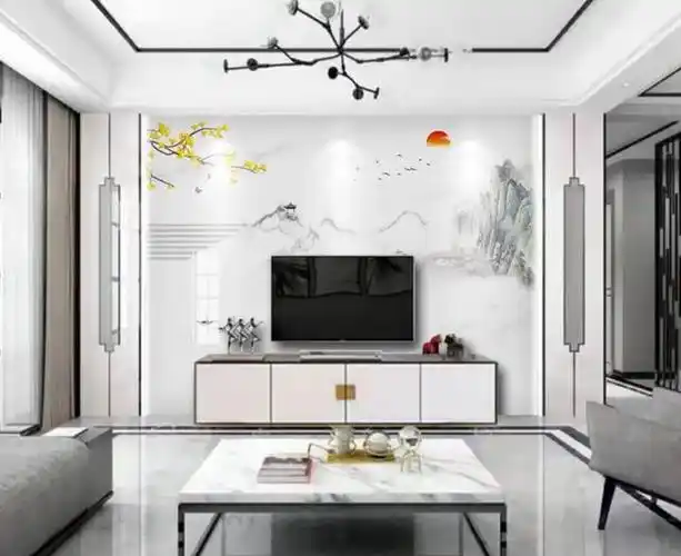 喜欢新中式风格装修的老铁注意啦,电视背景墙这样搭配大气上档次