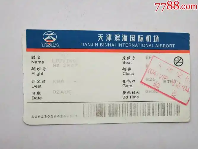 天津滨海国际机场登机牌