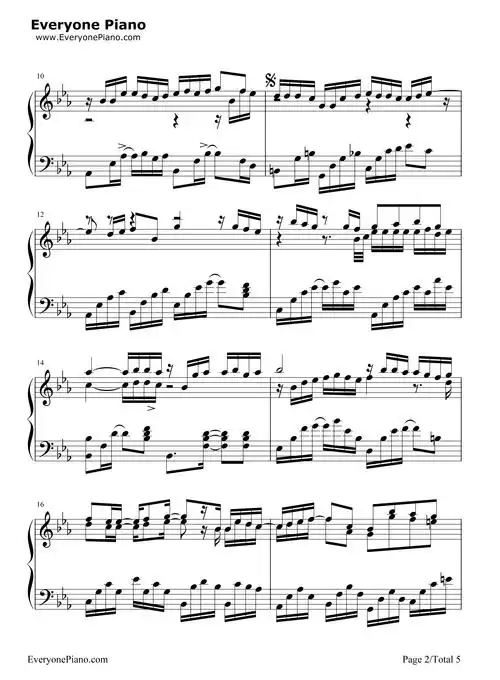 屋顶-周杰伦五线谱预览2-钢琴谱文件(五线谱,双手简谱,数字谱,midi