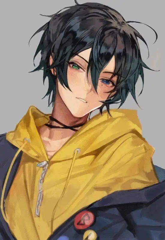 超酷的二次元男生插画,配色相当耐看,最喜欢黑发异瞳的小哥哥