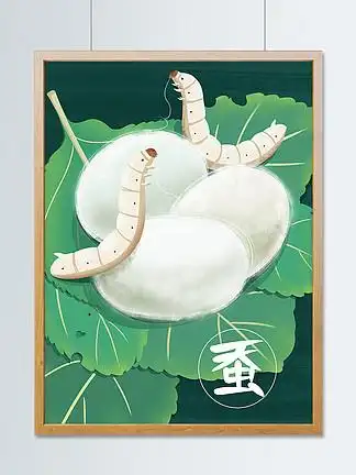 蚕吃桑叶叶特写178737蚕生长过程蝴蝶破茧手绘插画78716822养蚕记录