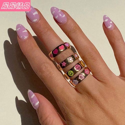 simple metal flower rings female golden index finger ring