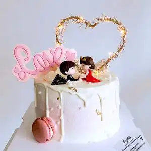 520情人节浪漫情侣摆件七夕生日蛋糕装饰品求婚结婚装扮插件插牌