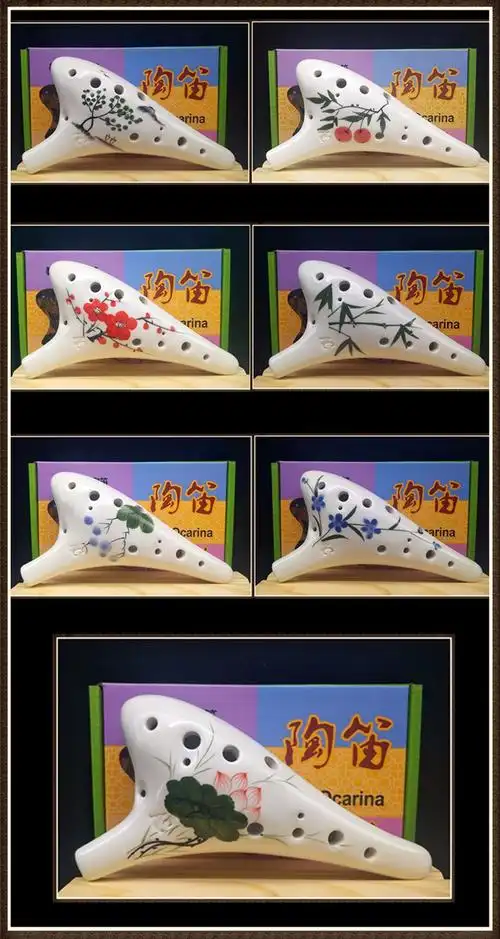 12孔初学入门复古手绘陶笛十二孔中音民族吹奏乐器演奏款素烧2定制款