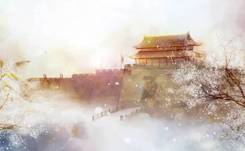 古风插画.【城楼】夕阳西下