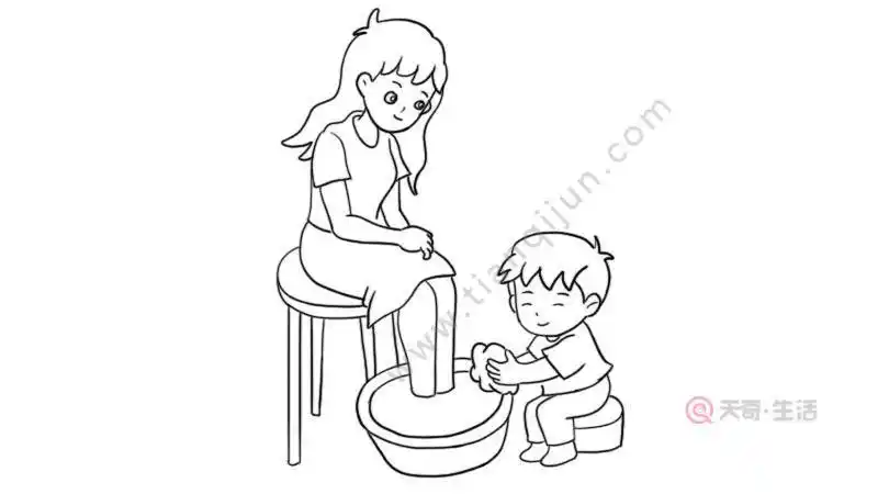 画一幅洗脚的画洗脚简笔画
