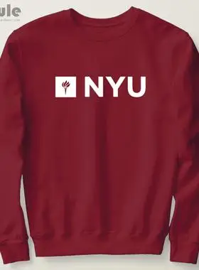 新品nyu美国纽约大学圆领加绒卫衣文化衫校服new york university