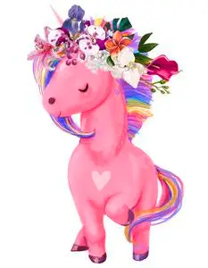 水彩独角兽矢量模式水彩的独角兽和飞马座模式手绘水彩画,树叶和可爱