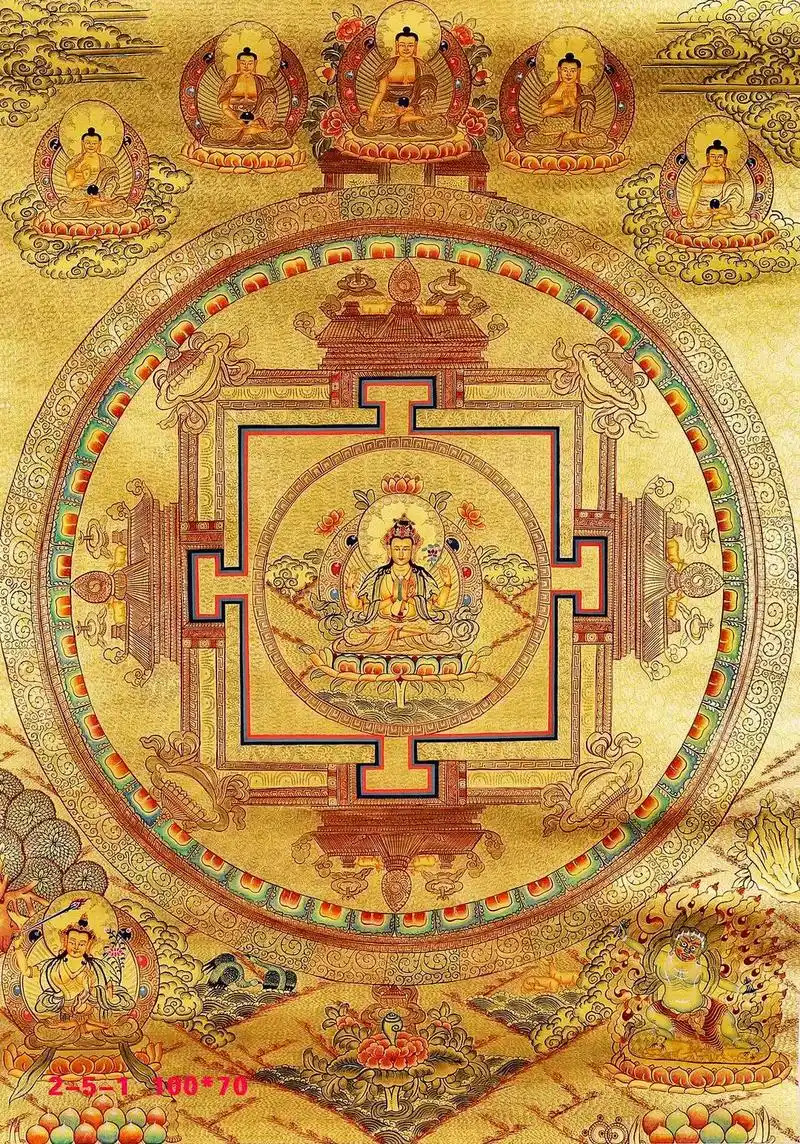 沃唐卡188-172022,四臂观音金唐坛城!梵文叫作曼荼罗 - 抖音