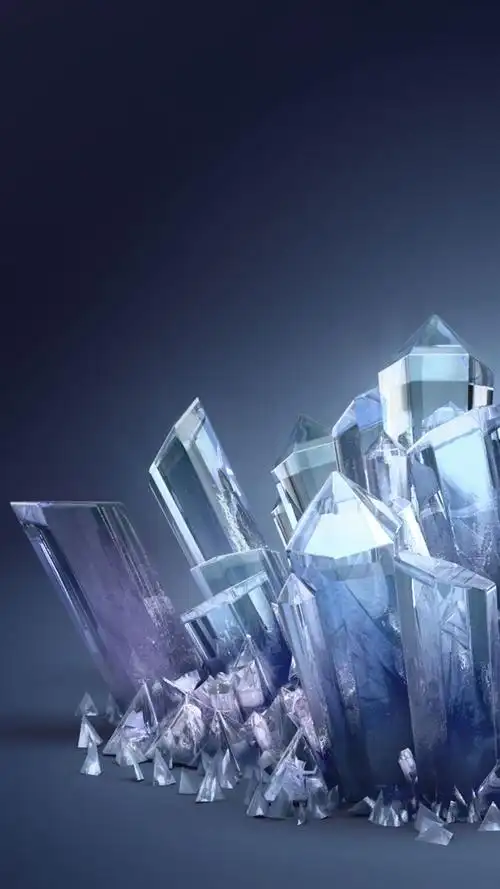 晶莹剔透,棱角分明的柱状水晶石图片手机壁纸下载