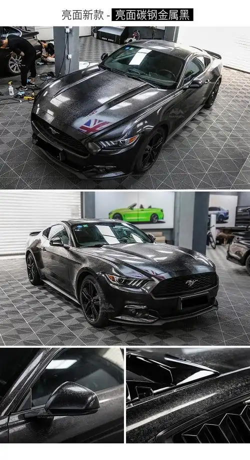 适用于汽车碳钢改色膜幽灵黑膜锻造纹pet碳纤维黑色迷彩贴纸全车身