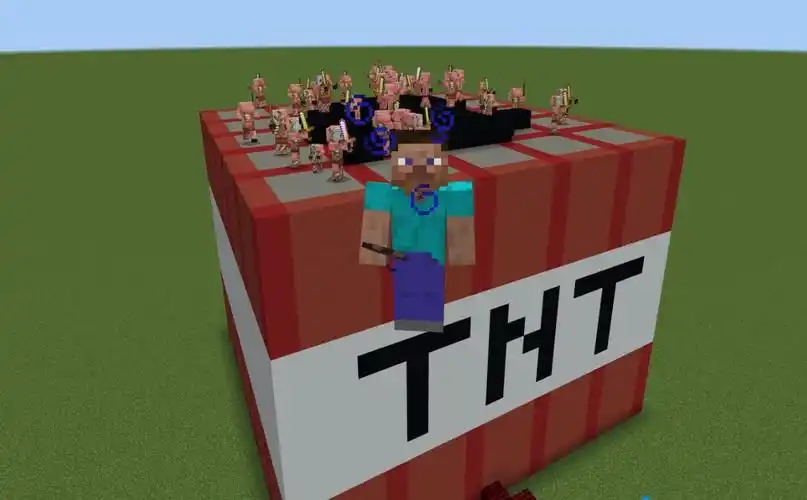 魔哒我的世界里造了个超大tnt,整个村庄瞬间没了#魔哒#我的世界
