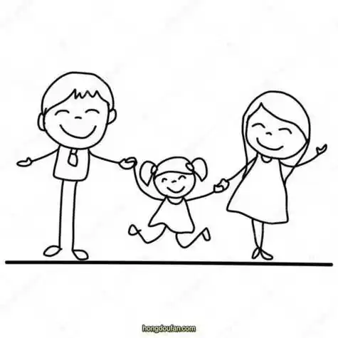 和爸爸妈妈一起做运动的简笔画