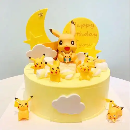 网红皮卡丘比卡儿童宝宝周岁生日蛋糕装饰烘焙摆件节日装扮用品