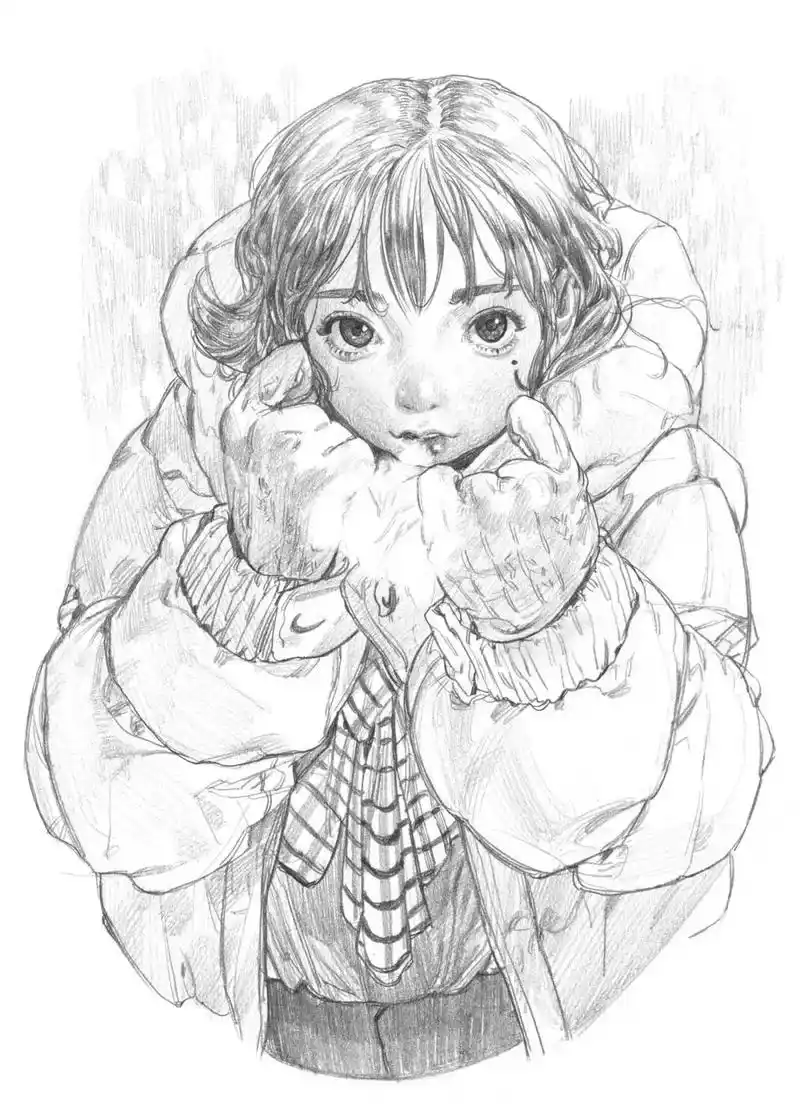 素材 | 画师611007 黑白 人物 线稿.