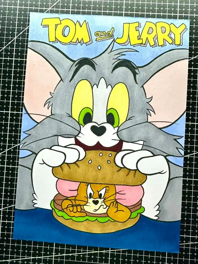 猫和老鼠简笔画 卡通画绘画过程教程～#简笔画 - 抖音