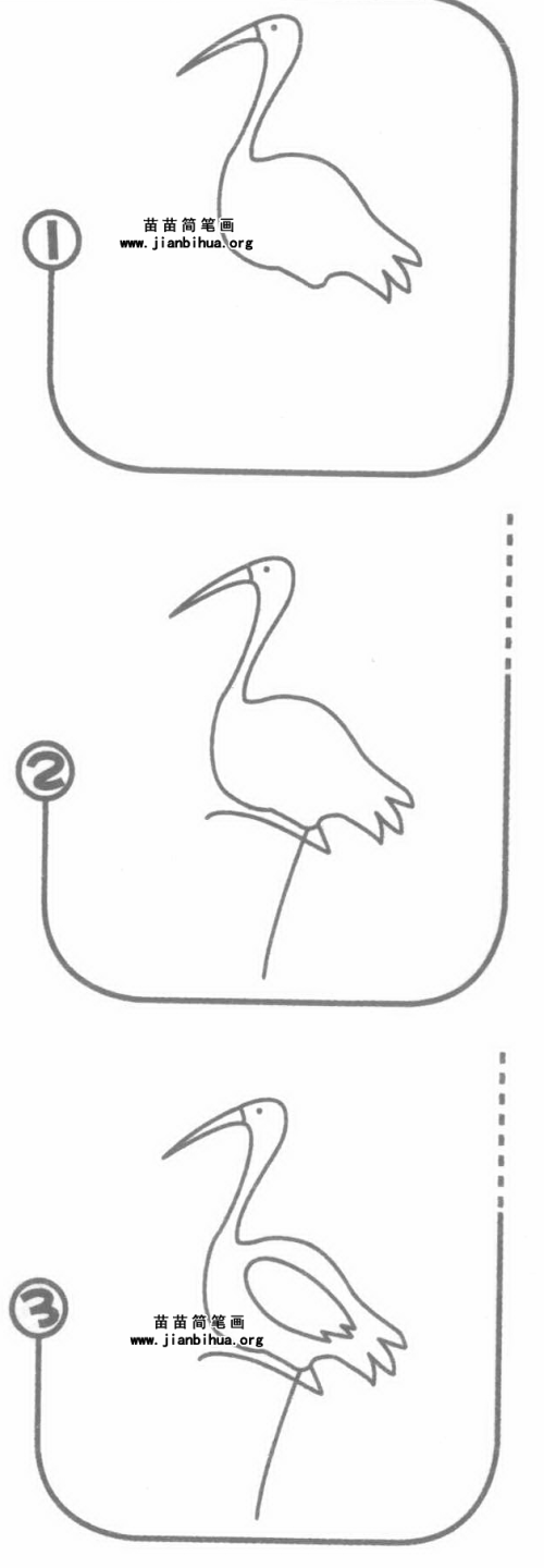 3单腿站立的仙鹤简笔画  0210鹤简笔画 丹顶鹤简笔画鹤简笔画教程