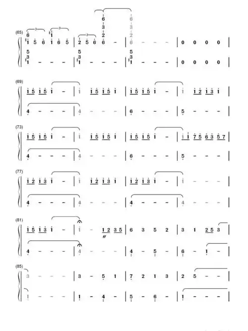 三叶的主题曲简谱三叶钢琴简谱《你的名字》_钢琴_耳机_动漫_钢琴双手