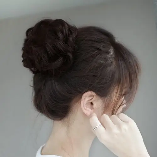 假发丸子头卷发圈蓬松真发发圈盘头造型花苞头逼真自然凌乱发包