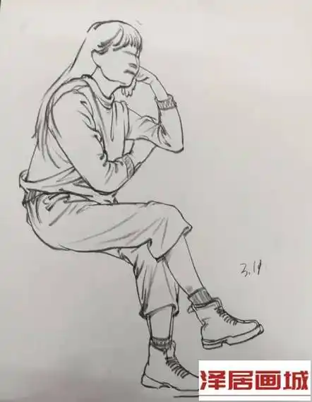 动态速写人物临摹图片-泽居画城www.zeju.cc